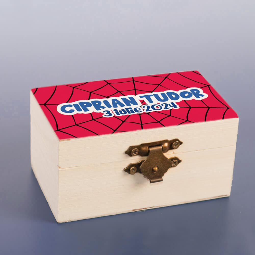 Cutiuță moț cu bănuț pentru șuviță - Spiderman