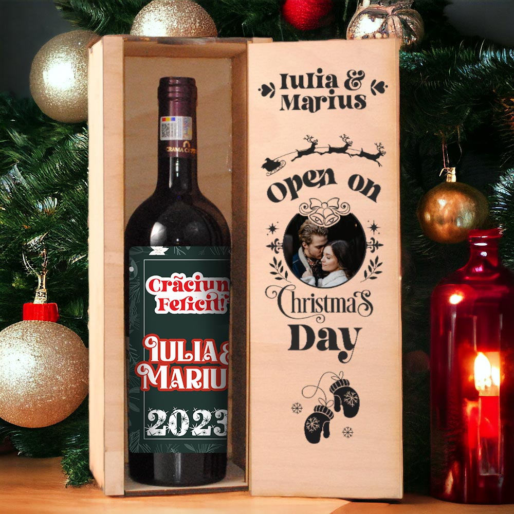 CRĂCIUN - Cutie vin și sticlă (opțional) - Christmas Day