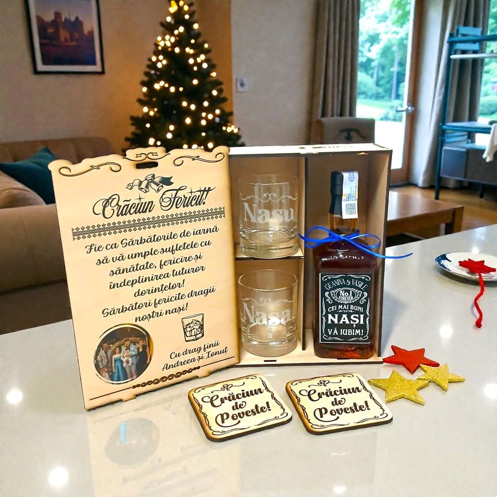 set whiskey - cadou nasi - Craciun fericit-Arta Traditiei